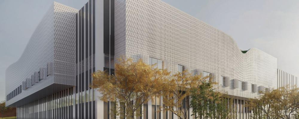 Den nya vårdbyggnaden för framtidens ortopedi vid Hässleholms sjukhus byggs via en samverkansentreprenad mellan Region Skåne och Skanska. Projektet ska stå klart under första halvåret 2028. Bildkälla: Arkitekterna Krook & Tjäder