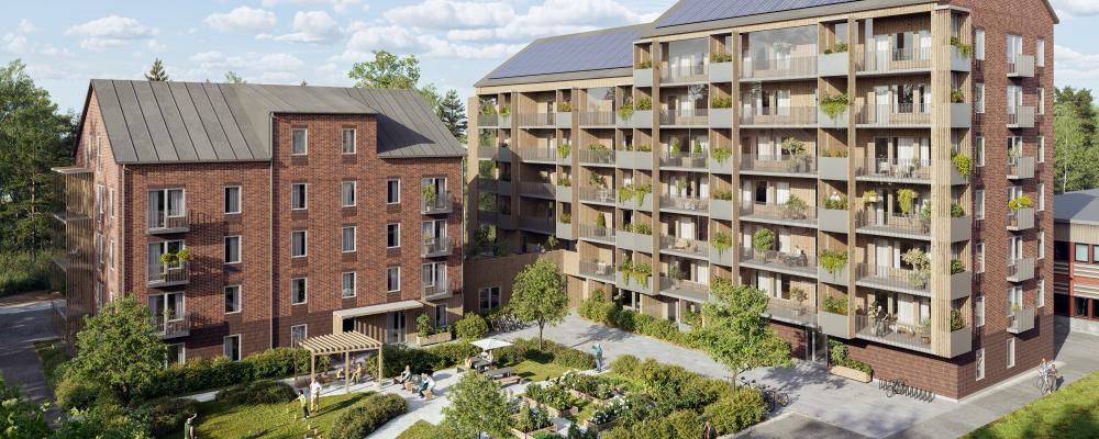 Preliminär skiss på Bonum Brf Årstiden - uppdateringar kan ske längs projektets detaljplanering. Illustration: Nordmark & Nordmark