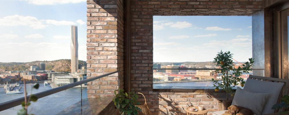 Brf NewYork Balkongutsikt. Pressbild: Riksbyggen