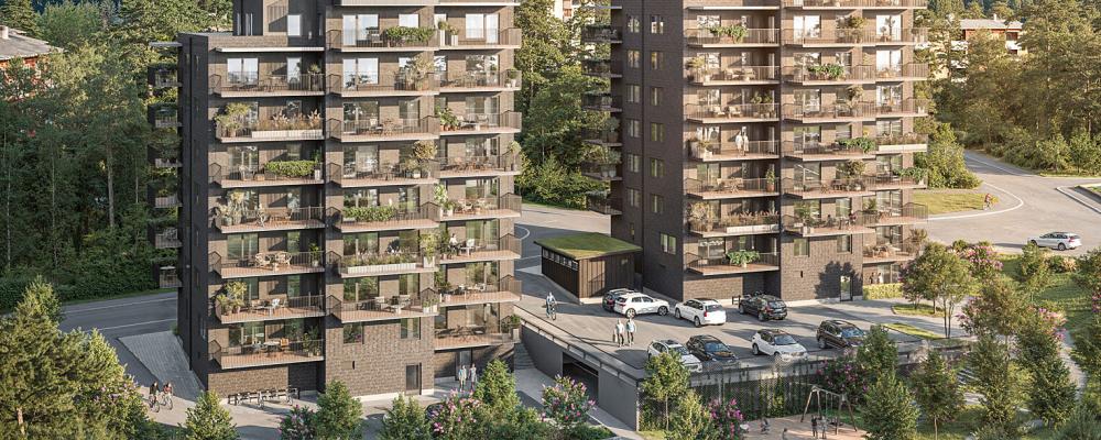 Brf Sjöklinten exteriör väster. Pressbild: Riksbyggen