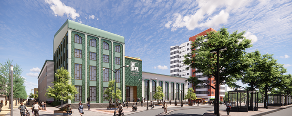 HKR Citycampus - skissförslag - vy från Hästtorget. Illustration: Sesam Arkitekter / Boulevardfastigheter AB / HKR
