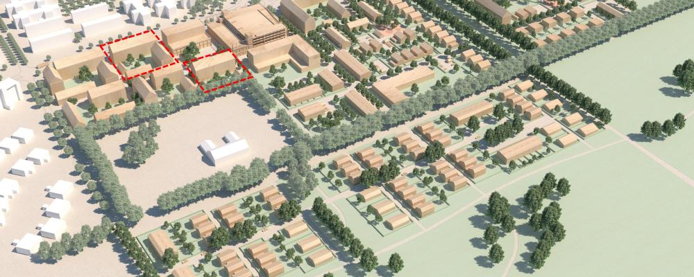 MKBs förvärv av två marklotter i det kommande bostadsområdet Gottorp är markerade. Illustration: Fojab
