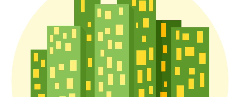 Illustration över hyreshus. Illustration av:  Public domain vectors / Unsplash