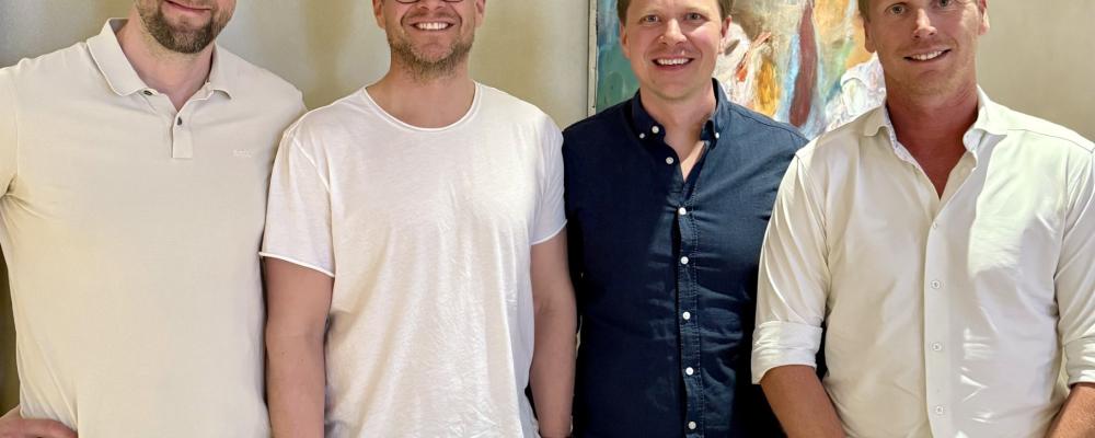 Fr vänster, Dan Jonsson, Conny Ryk, Markus Frisk samt Niklas Granström. Pressbild: LEJE Fastigheter / RYK GROUP