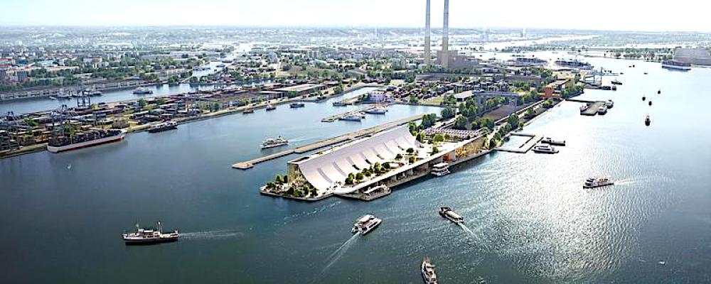 Visualisering av Brise-Vent Havre Harbour Museum, där en tidigare hamnstruktur byggs om till publik kulturmiljö vid kajen i Le Havre. Bild: LYT-X Studio