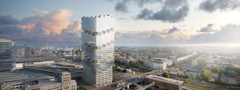 Byggnaden kommer även att ha en våning som tillägnas ideella organisationer. Dessutom installeras moderna dubbelstockshissar från Kone för att optimera rörelseflödet inom byggnaden.   Illustration: Bloomimages Berlin