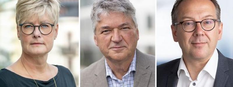 Marie Linder, förbundsordförande för Hyresgästföreningen, Anders Nordstrand, vd för Sveriges Allmännytta och Anders Holmestig, vd för Fastighetsägarna Sverige. Foto: Filippa Ländin/Per Myrestig/Olof Holdar Foto: Sveriges Allmännytta
