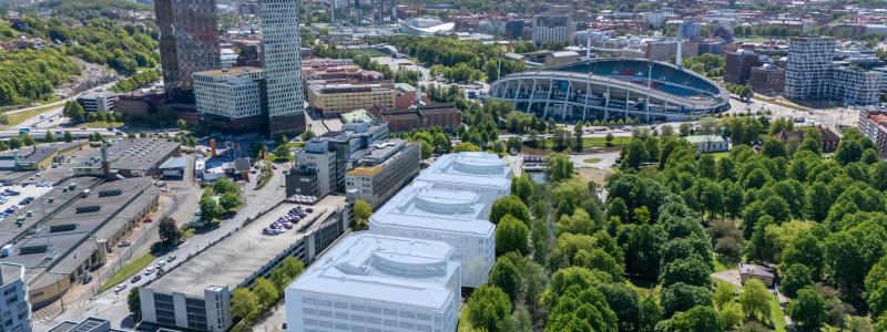 Vy med Fastigheterna Gårda 13:6 och 13:8 markerade Peter Svensson/BildbyrånSvensson