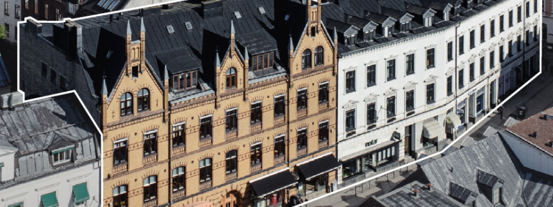 Fastighet på Lilla Fiskaregatan i Lund. Pressbild: Paulssons Fastigheter