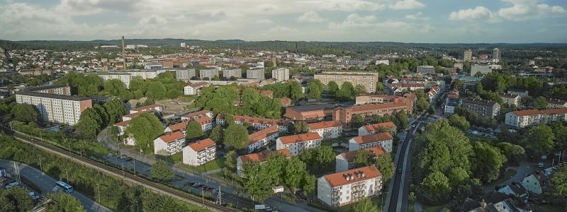 Översiktsbild över Norrby foto Bostäder i Borås
