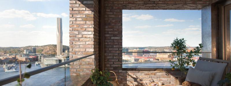 Brf NewYork Balkongutsikt. Pressbild: Riksbyggen