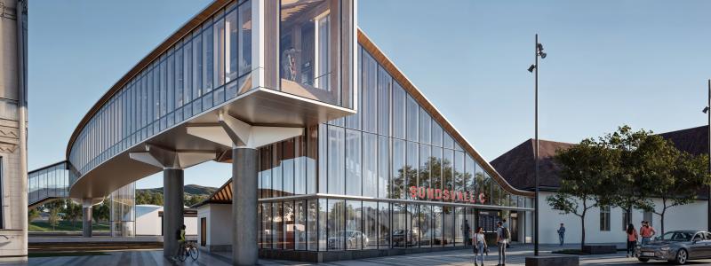 Blivande Sundsvall Centralstation. Bild:  Dissing+Weitling