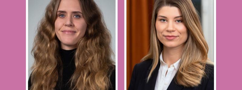 Wilma Olofsson och Sophia Solbergs masteruppsats analyserar gröna obligationers signaleffekter i fastighetssektorn. Foto: Jakob Sjöblom, PwC