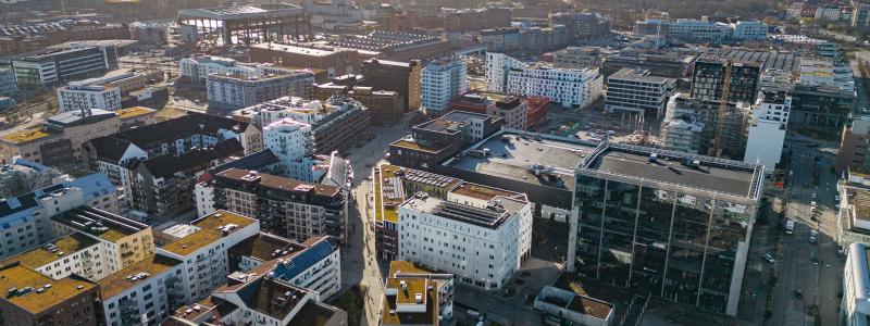 Flygbild Västra Hamnen Malmö. Pressbild: Skandia Fastigheter