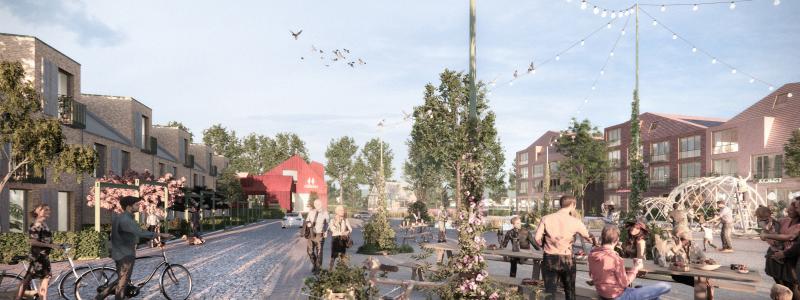 Fojabs vinnande förslag för Berga Trädgårdsstad sätter hållbarhet och gemenskap i centrum. Illustration: Fojab