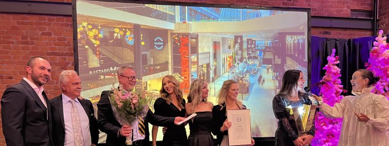Ercan Okur (MK Illumination Sweden), Charles Larsson, (RetailEx och juryns ordförande), Kenneth Jävervall, Linnea Håkansson, Janet Dahlqvist, Sandra Vannequé and Cecilia Åkesson (AMF Fastigheter/Gallerian) Foto: AMF Fastigheter