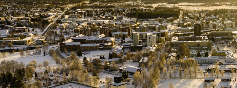 Vy över Boden Centrum, med kvarteret Enen 1 i bild. Foto: Mats Engfors Fotographic