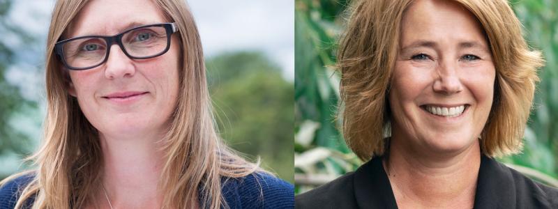 Mari-Louise Persson, miljö- och energichef och Johanna Frelin, vd på Riksbyggen.