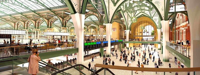 Network Rail visar en framtida ombyggd Liverpool Street- station i London. Stationen ska klara över 200 miljoner resenärer. Bild: Network Rail