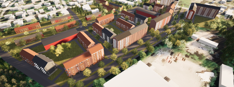 Ett nytt bostadsområde planeras på Söderslätt på Östteg. Illustraion och pressbild: Umeå kommmun