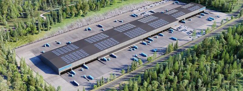 PostNord investerar 1,1 miljard kronor i en ny högteknologisk och hållbar terminal för paket- och pallhantering i småländska Vaggeryd, Jönköpings län.  Pressbild: PostNord Sverige