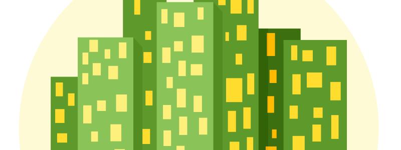 Illustration över hyreshus. Illustration av:  Public domain vectors / Unsplash