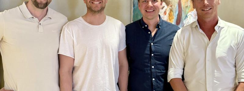 Fr vänster, Dan Jonsson, Conny Ryk, Markus Frisk samt Niklas Granström. Pressbild: LEJE Fastigheter / RYK GROUP