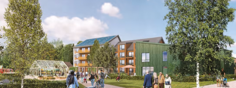 GretaBo planerar för cirka 150 bostadsrätter/hyresrätter i delområde C. Illustration: GretaBo