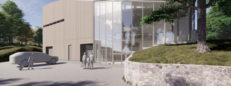 Gestaltningsbild av den nya ishallen av Tengbom arkitektkontor. Foto: Higab