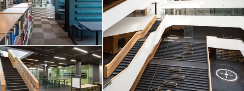 LINK Arkitektur har ansvarat för all inredningsarkitektur på Nya Ångström i Uppsala. Foto: Jason Strong