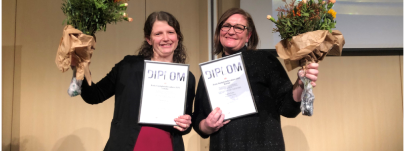 Årets Förvaltare 2023. Hanna Ceder, Lokal och Sophie Nyhus, Bostad. Foto: Förvaltarforum