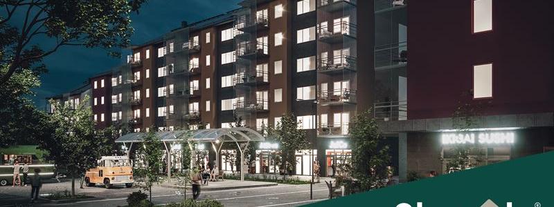 Visionsbild: Storsala förvärvar kontorsfastighet från HSB Stockholm för utveckling av hyresrätter​.