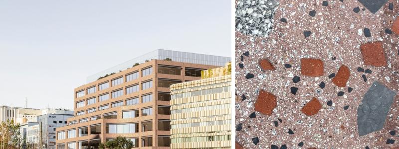 Visionsbild Amphitrite samt fasadprototyp.  Pressbild: Wihlborgs Fastigheter