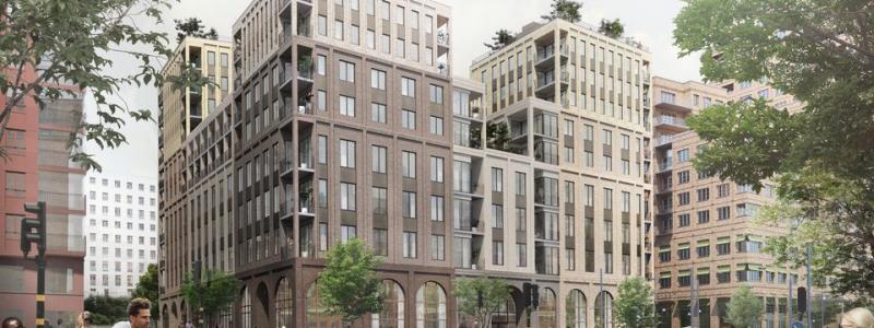 Visionsbild kvarteret Ribosomen Humlegården Fastigheter. Pressbild: Einar Mattsson