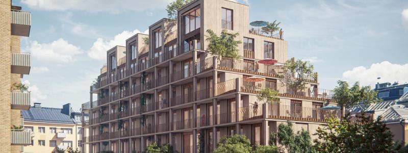 Visionsbild över Gårdshuset vid Fridhemsplan. Bild: Okidoki Arkitekter.