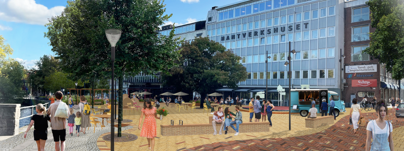 Så här kan Fisktorget komma att se ut efter ombyggnationen. Illustration: Örebro kommun