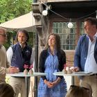 Diskussion av resultaten av undersökningen under Almedalsveckan. På bilden Niklas Stavegård, Fastighetsägarna, Andreas Ivarsson, Wihlborgs, Anna Weihe, Sveriges Allmännytta och Johan Mann, Fastigo. Foto: Fastigo