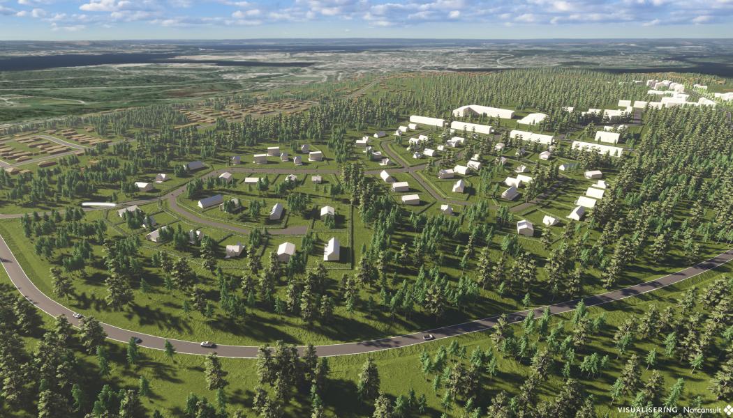 Översiktsbild Pitholmshöjden. Visionsskiss: Norconsult