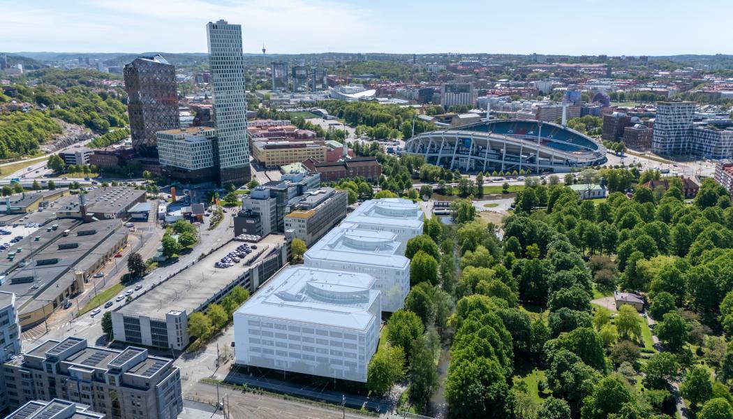 Vy med Fastigheterna Gårda 13:6 och 13:8 markerade Peter Svensson/BildbyrånSvensson