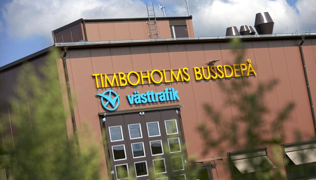 Den nya depån har plats för främst elbussar men också för konventionella biodieselbussar. Foto: Thomas Harrysson
