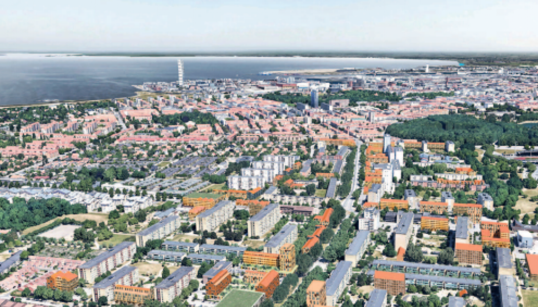 Flygbild över Malmö. Fotograf: Apelöga
