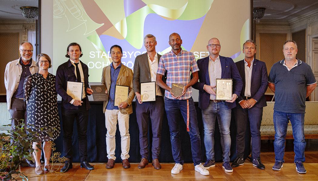 Fr v Anders Jeppsson, Riksbyggen, Jenny Nygren, Jaenecke, Herman Sköldberg, Rits Ark, Kenji Miyazu, Jaenecke, Emil Nilsson, Riksbyggen, Bunmi Odubeyi, WSP, Daniel Malm, BAB, Kenneth Andersson, BAB, Jan Stefors, BAB. Foto: Bojana Lukac. Foto: Riksbyggen