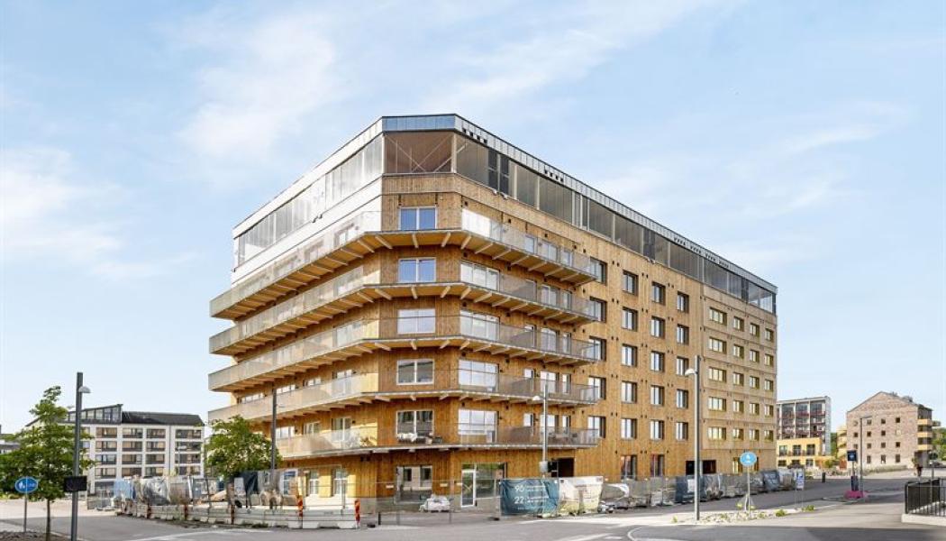 K2A:s Generatorn i Linköping, sannolikt det största plusenergihus som byggts i trä i Sverige. Bild: K2A