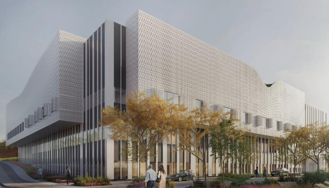 Den nya vårdbyggnaden för framtidens ortopedi vid Hässleholms sjukhus byggs via en samverkansentreprenad mellan Region Skåne och Skanska. Projektet ska stå klart under första halvåret 2028. Bildkälla: Arkitekterna Krook & Tjäder