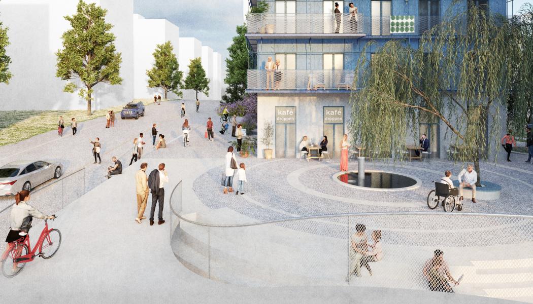 Willhem bygger på en av de sista obebyggda tomterna i centrala Jönköping. Illustration: Willhem