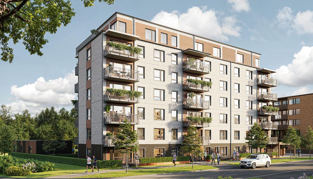 Illustration: Bonum Brf Lyckø i Rydebäck utanför Helsingborg. Pressbild: Riksbyggen