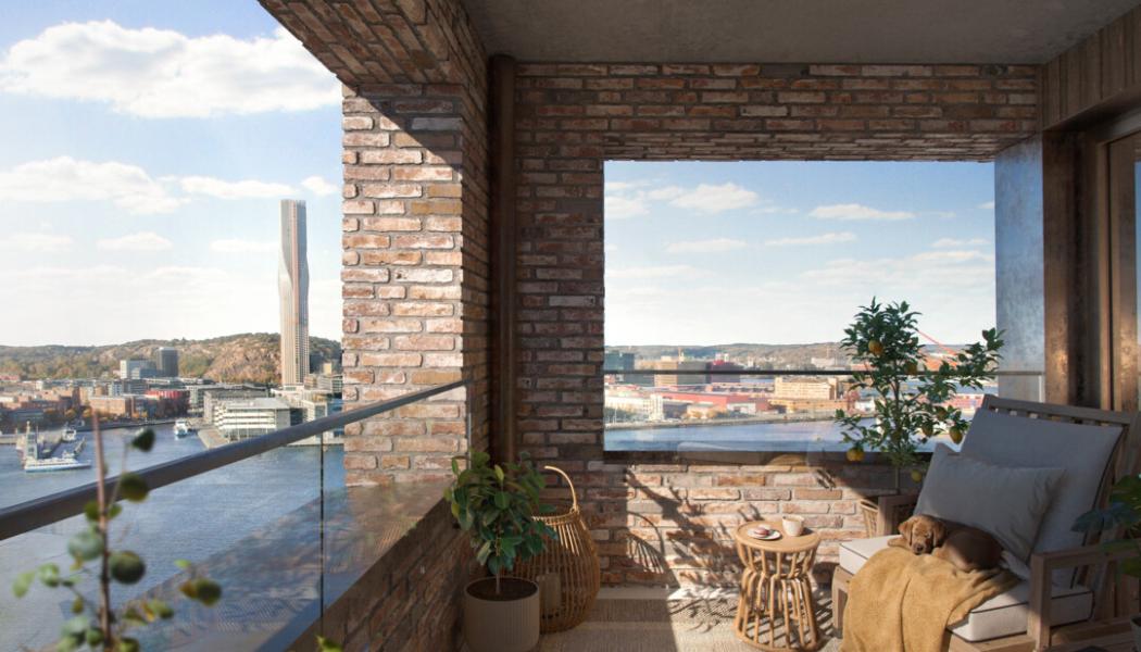 Brf NewYork Balkongutsikt. Pressbild: Riksbyggen