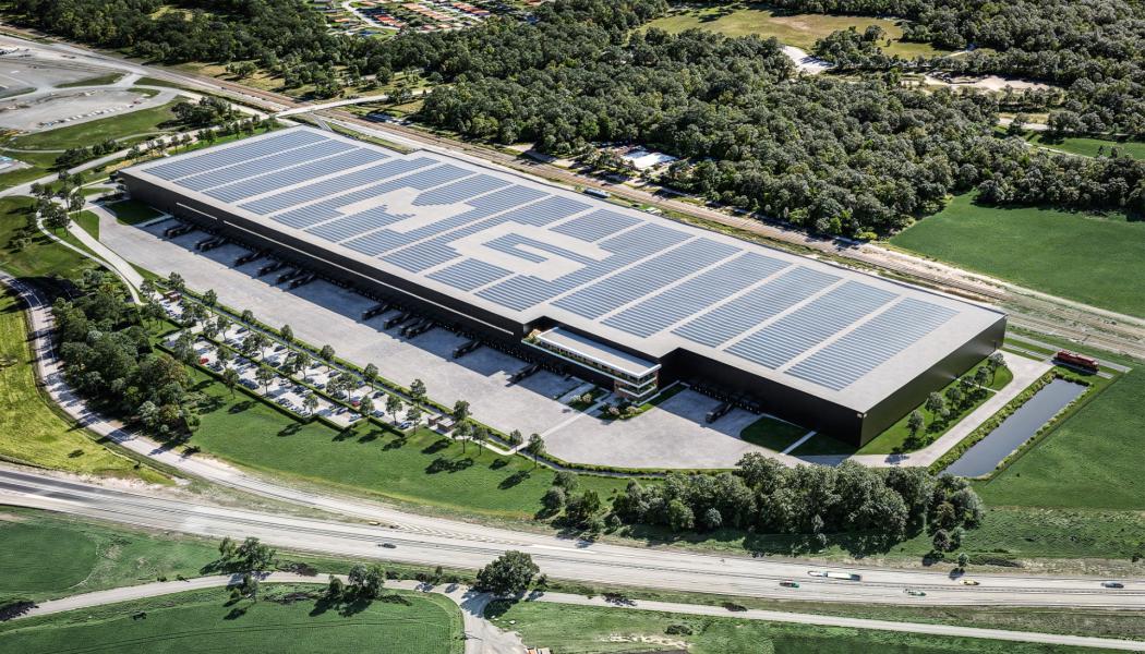 Den totalt 56 000 kvadratmeter stora logistikfastigheten. Bild: MG Real Estate