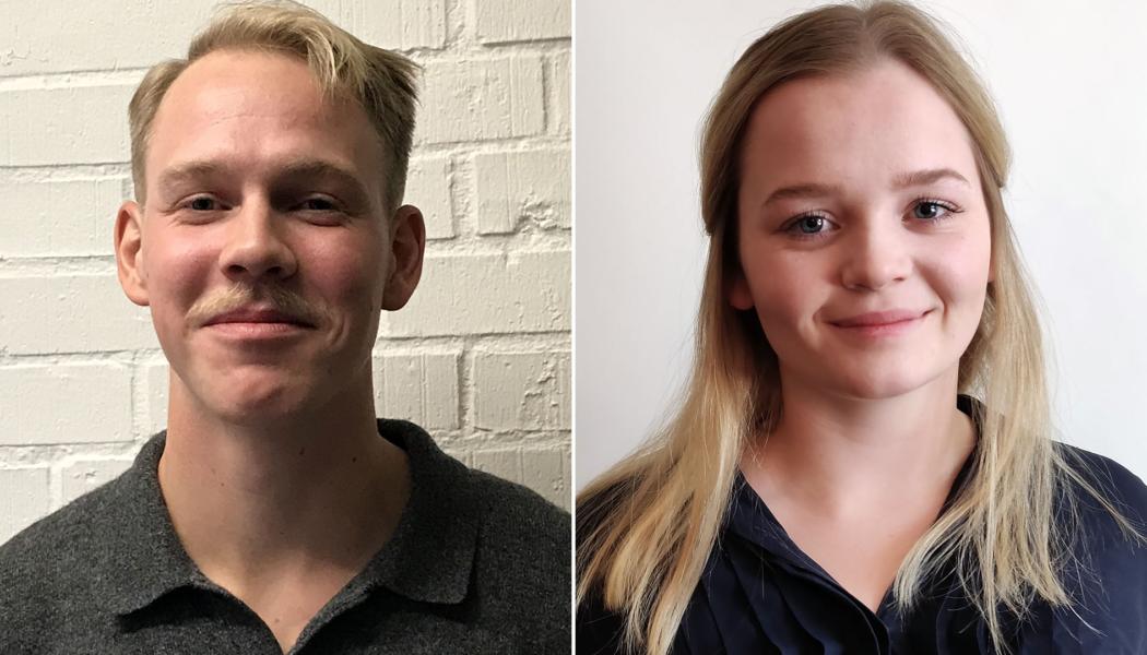 Fredrik Hakegård och Karolina Ljungström tilldelas priset Bästa examensarbete i fastighetsrätt 2022. Foto: Privat