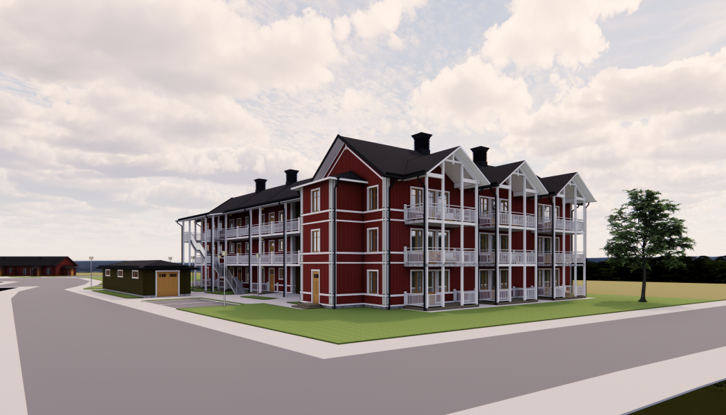Bostadshus i Hudiksvall.  Pressbild: JSB
